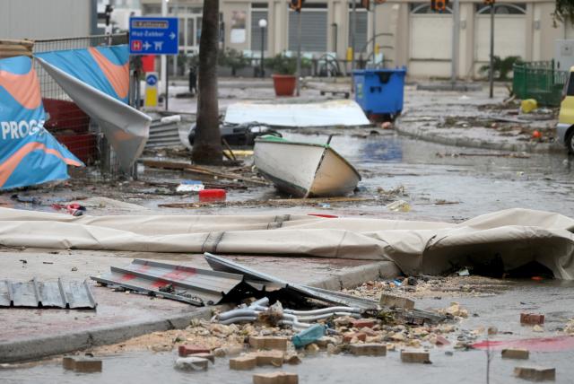 (260121) --  MARSASCALA, Jan. 21, 2026 (Xinhua) -- This photo taken on Jan. 20, 2026 shows streets affected by Storm Harry in Marsascala, eastern Malta. The coast of Malta was hit by strong winds and high waves as Storm Harry battered its islands. (Photo by Jonathan Borg/Xinhua)