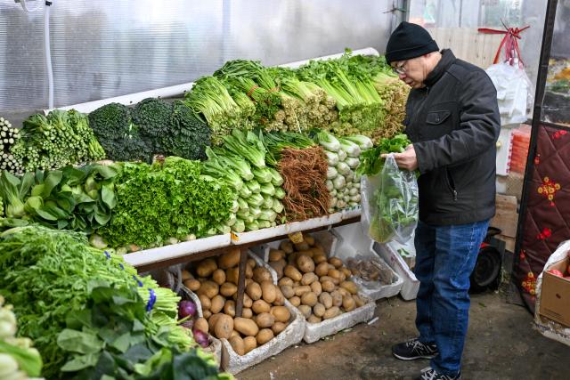 (260121) -- URUMQI, Jan. 21, 2026 (Xinhua) -- A man buys vegetables at an agricultural products market in Urumqi, northwest China's Xinjiang Uygur Autonomous Region, Jan. 20, 2026. A massive cold wave has hit northwest China's Xinjiang Uygur Autonomous Region recently, causing sharp temperature drops. Authorities across sectors in the region have worked in coordination to ensure an ample supply of vegetables and fruits.
    The Jiuding agricultural products wholesale market in Urumqi, a regional logistics hub for agricultural produce, has launched a preemptive mechanism to secure supply sources and boost stocks in advance. At present, local markets are well stocked with vegetable and fruits, while prices remain stable. (Xinhua/Ding Lei)