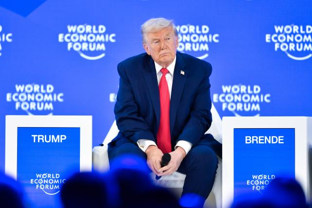 (260121) -- DAVOS, Jan. 21, 2026 (Xinhua) -- U.S. President Donald Trump attends the World Economic Forum Annual Meeting in Davos, Switzerland, Jan. 21, 2026. (Xinhua/Lian Yi)