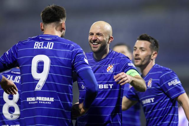 (260123) -- ZAGREB, Jan. 23 (Xinhua) -- Dinamo' players celebrate a goal during the UEFA Europa League 2025/26 League Phase match between GNK Dinamo and FCSB in Zagreb, Croatia, Jan. 22, 2026. (Photo by Igor Kralj/PIXSELL via Xinhua)