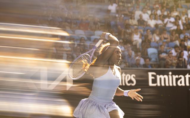 (260123) -- MELBOURNE, Jan. 23, 2026 (Xinhua) -- Coco Gauff of the United States competes during the women's singles 3rd round match against Hailey Baptiste of the United States at the Australian Open tennis tournament in Melbourne, Australia, Jan. 23, 2026. (Photo by Hu Jingchen/Xinhua)