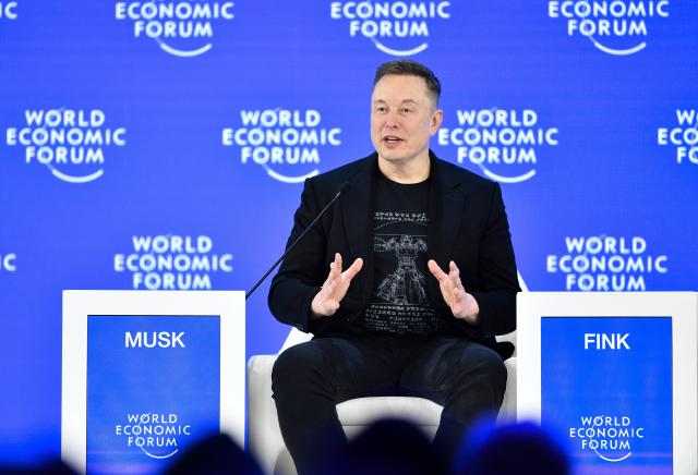 (260123) -- DAVOS, Jan. 23, 2026 (Xinhua) -- U.S. entrepreneur Elon Musk speaks at the World Economic Forum (WEF) Annual Meeting 2026 in Davos, Switzerland, Jan. 22, 2026. (Xinhua/Lian Yi)