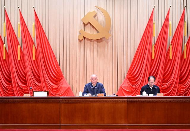 (260123) -- BEIJING, Jan. 23, 2026 (Xinhua) -- Cai Qi, a member of the Standing Committee of the Political Bureau of the Communist Party of China (CPC) Central Committee and a member of the CPC Central Committee Secretariat, addresses the closing ceremony of a study session at the Party School of the CPC Central Committee (National Academy of Governance) for principal officials at the provincial and ministerial level, on Jan. 23, 2026. (Xinhua/Shen Hong)