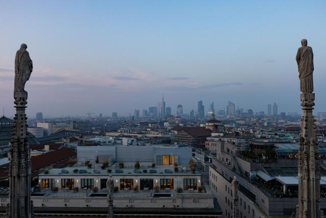 (260124) -- MILAN, Jan. 24, 2026 (Xinhua) -- This photo taken on Feb. 20, 2024 shows a city view from the Milan Cathedral in Milan, Italy. The 2026 Milan-Cortina Olympic Winter Games will run from February 6 to 22. (Xinhua/Li Jing)