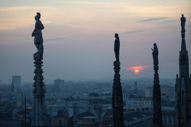 (260124) -- MILAN, Jan. 24, 2026 (Xinhua) -- This photo taken on Feb. 20, 2024 shows a city view from the Milan Cathedral in Milan, Italy. The 2026 Milan-Cortina Olympic Winter Games will run from February 6 to 22. (Xinhua/Li Jing)