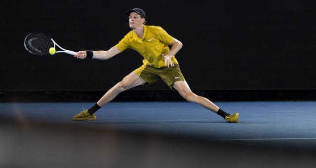 (260124) -- MELBOURNE, Jan. 24, 2026 (Xinhua) -- Jannik Sinner of Italy competes during the men's singles 3rd round match between Jannik Sinner of Italy and Eliot Spizzirri of the United States at the Australian Open tennis tournament in Melbourne, Australia, Jan. 24, 2026. (Photo by Hu Jingchen/Xinhua)