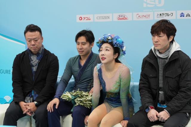 (260125) -- BEIJING, Jan. 25, 2026 (Xinhua) -- Sui Wenjing (2nd R)/Han Cong (2nd L) of China react after the pairs free skating at the ISU Four Continents Figure Skating Championships in Beijing, China, Jan. 24, 2026. (Xinhua/Xie Han)