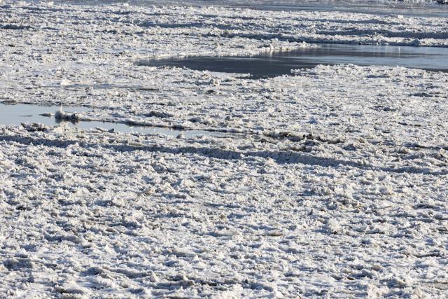 (260125) -- SEOUL, Jan. 25, 2026 (Xinhua) -- This photo taken on Jan. 25, 2026 shows a view of drift ice floating on the Han River in Gyeonggi-do, South Korea. Various parts of South Korea greeted cold fronts in recent days. (Photo by Jun Hyosang/Xinhua)