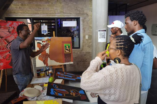 (260125) -- WINDHOEK, Jan. 25, 2026 (Xinhua) -- Artists and local creatives attend the Cultural Bazaar Namibia in Windhoek, Namibia on Jan. 24, 2026. TO GO WTIH "Feature: Namibia cultural bazaar empowers creatives amid challenges" (Photo by Ndalimpinga Iita/Xinhua)