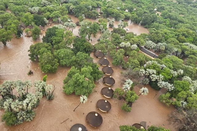 (260126) -- BEIJING, Jan. 26, 2026 (Xinhua) -- An aerial photo taken on Jan. 15, 2026 shows a flooded area in Kruger National Park, South Africa. The recent floods in South Africa have caused extensive damage to the country's largest and world-renowned game reserve, Kruger National Park, with losses estimated at nearly half a billion rand (about 30 million U.S. dollars). (South African National Parks/Handout via Xinhua)