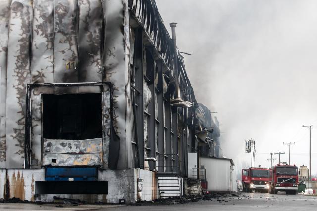 (260126) -- ATHENS, Jan. 26, 2026 (Xinhua) -- This photo taken on Jan. 26, 2026 shows the site of an explosion at a food factory in Trikala, Greece. Four bodies were found after an explosion at a food factory in the central Greek city of Trikala, one worker remains missing, and several others were hospitalized, Greek national broadcaster ERT reported on Monday. (Photo by Thanasis Kalliaras/Xinhua)