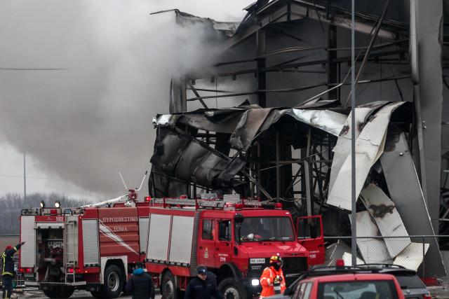 (260126) -- ATHENS, Jan. 26, 2026 (Xinhua) -- This photo taken on Jan. 26, 2026 shows the site of an explosion at a food factory in Trikala, Greece. Four bodies were found after an explosion at a food factory in the central Greek city of Trikala, one worker remains missing, and several others were hospitalized, Greek national broadcaster ERT reported on Monday. (Photo by Thanasis Kalliaras/Xinhua)
