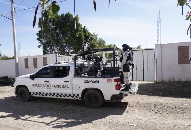 (260126) -- SALAMANCA, Jan. 26, 2026 (Xinhua) -- Security personnel patrol near the soccer field where a shooting occurred on Sunday, in Salamanca, Mexico's central state of Guanajuato, Jan. 26, 2026. Gunmen opened fire during an amateur soccer match in central Mexico on Sunday, killing at least 11 people and wounding 12 others, local authorities said. (Photo by Mario Armas/Xinhua)