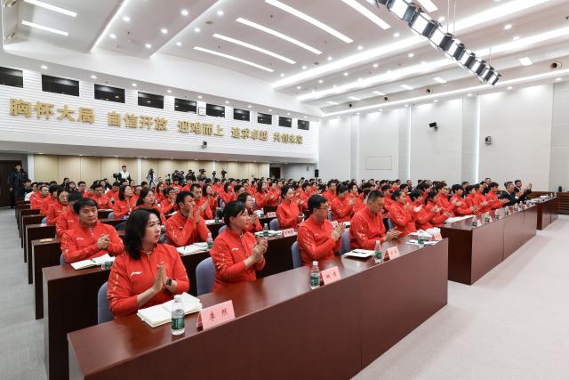 (260127) -- BEIJING, Jan. 27, 2026 (Xinhua) -- This photo taken on Jan, 27, 2026 shows a general view at the inaugural meeting of the Chinese delegation for Milan-Cortina 2026 Olympic Winter Games in Beijing, capital of China, on Jan. 27, 2026. (Xinhua/Na Yuqi)