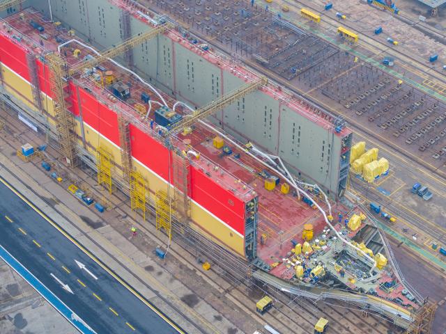 (260127) -- BEIJING, Jan. 27, 2026 (Xinhua) -- An aerial drone photo taken on Jan. 27, 2026 shows workers building a vessel at a ship building factory in Nanjing, east China's Jiangsu Province. Profits of China's major industrial firms returned to growth in 2025, snapping a three-year streak of declines, with emerging sectors such as equipment manufacturing and high-tech manufacturing serving as major growth drivers.
   Data from the National Bureau of Statistics (NBS) showed on Tuesday that profits for these firms increased 0.6 percent year on year to nearly 7.4 trillion yuan (about 1.06 trillion U.S. dollars) last year, accelerating from a 0.1-percent growth in the January-November period.
   A substantial recovery was evident in December, with these firms posting a 5.3-percent year-on-year profit increase, a sharp turnaround from the 13.1-percent decline recorded in November.
   Major industrial firms refer to those with an annual main business revenue of at least 20 million yuan. (Photo by Shi Jun/Xinhua)