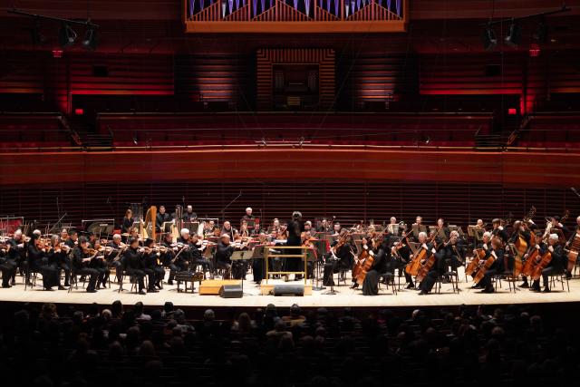 (260129) -- PHILADELPHIA, Jan. 29, 2026 (Xinhua) -- Musicians perform at a concert for the upcoming Lunar New Year at the Kimmel Center for the Performing Arts in Philadelphia, the United States, Jan. 28, 2026. The Philadelphia Orchestra and the China National Tourist Office in New York marked the upcoming Lunar New Year on Wednesday with a concert and "Ni Hao! China" tourism promotion events at the Kimmel Center for the Performing Arts. (Xinhua/Zhang Fengguo)