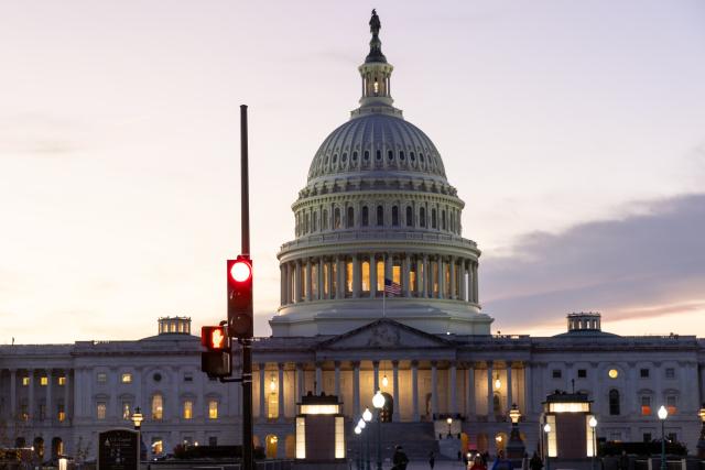 (260129) -- WASHINGTON, Jan. 29, 2026 (Xinhua) -- This file photo taken on Nov. 5, 2025 shows the U.S. Capitol building in Washington, D.C., the United States. The U.S. Senate on Thursday failed to advance a funding package amid disputes over immigration policy, increasing the risk of a partial government shutdown. (Xinhua/Hu Yousong)