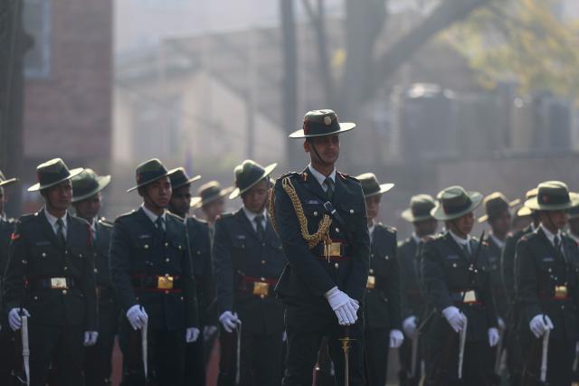 (260130) -- KATHMANDU, Jan. 30, 2026 (Xinhua) -- Nepal's Army personnel pay homage to martyrs on the occasion of Martyrs' Day at Martyrs Memorial Park in Kathmandu, Nepal, Jan. 30, 2026. (Photo by Sulav Shrestha/Xinhua)