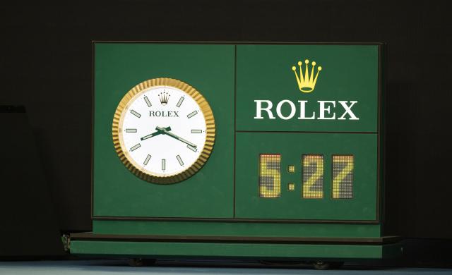 (260130) -- MELBOURNE, Jan. 30, 2026 (Xinhua) -- This photo taken on Jan. 30, 2026 shows a watch displaying the duration time of the men's singles semifinal match between Carlos Alcaraz of Spain and Alexander Zverev of Germany at the Australian Open tennis tournament in Melbourne, Australia. (Photo by Hu Jingchen/Xinhua)