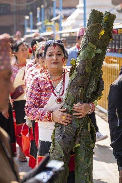 (260130) -- LALITPUR, Jan. 30, 2026 (Xinhua) -- People from Newari community in traditional attire take part in a parade with offerings to celebrate the Bhimsen Puja festival in Lalitpur, Nepal, Jan. 30, 2026. (Photo by Hari Maharjan/Xinhua)