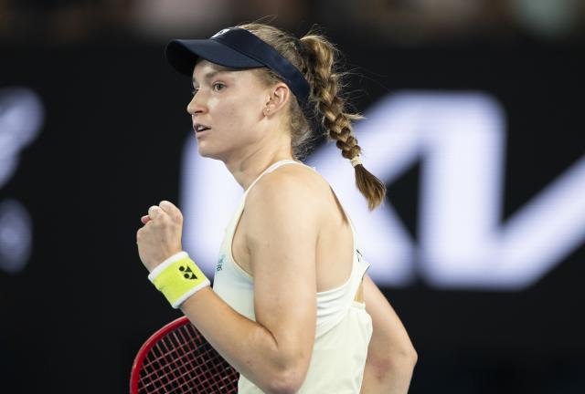 (260131) -- MELBOURNE, Jan. 31, 2026 (Xinhua) -- Elena Rybakina reacts during the women's singles final between Elena Rybakina of Kazakhstan and Aryna Sabalenka of Belarus at the Australian Open tennis tournament in Melbourne, Australia, Jan. 31, 2026. (Photo by Hu Jingchen/Xinhua)