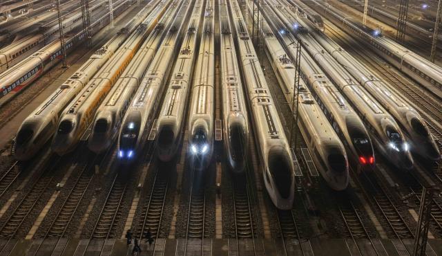 (260201) -- GUANGZHOU, Feb. 1, 2026 (Xinhua) -- A drone photo taken on Feb. 1, 2026 shows high-speed trains at a maintenance depot in Guangzhou, south China's Guangdong Province.
  High-speed trains across China are getting ready for the country's upcoming annual Spring Festival travel rush, also known as chunyun, which begins on Feb. 2 in 2026. Each year during this peak travel season, millions of people working, studying or living away from their hometowns return home for the Spring Festival, China's most important traditional holiday, forming the world's largest annual human migration. (Xinhua/Deng Hua)