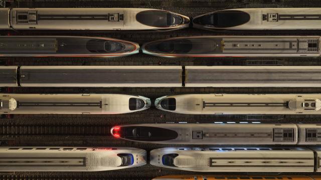 (260201) -- GUANGZHOU, Feb. 1, 2026 (Xinhua) -- An aerial drone photo taken on Feb. 1, 2026 shows high-speed trains at a maintenance depot in Guangzhou, south China's Guangdong Province.
  High-speed trains across China are getting ready for the country's upcoming annual Spring Festival travel rush, also known as chunyun, which begins on Feb. 2 in 2026. Each year during this peak travel season, millions of people working, studying or living away from their hometowns return home for the Spring Festival, China's most important traditional holiday, forming the world's largest annual human migration. (Xinhua/Deng Hua)