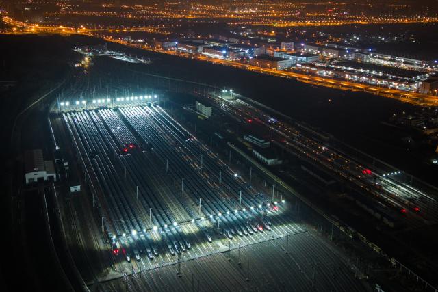 (260202) -- CHANGSHA, Feb. 2, 2026 (Xinhua) -- An aerial drone photo taken on Feb. 2, 2026 shows high-speed trains at a maintenance depot in Changsha, central China's Hunan Province.
  China's annual Spring Festival travel rush began on Monday, with inter-regional trips expected to hit a record 9.5 billion.
  Passenger volumes on railways and civil aviation are forecast at 540 million and 95 million, respectively, with both total traffic and daily peak flows expected to surpass previous records.
  The Spring Festival, or the Chinese New Year, falls on Feb. 17 this year. The official holiday lasts nine days, with the travel rush running through March 13. (Xinhua/Chen Sihan)