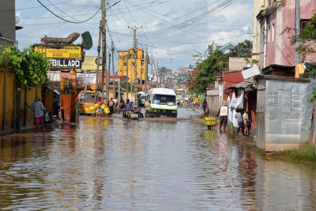 (260202) -- ANTANANARIVO, Feb. 2, 2026 (Xinhua) -- A flooded street is pictured in Antananarivo, Madagascar, Feb. 2, 2026. The passage of tropical cyclone Fytia has caused the death of seven people and affected more than 54,000 others in Madagascar, Malagasy authorities said on Monday. (Photo by Sitraka Rajaonarison/Xinhua)