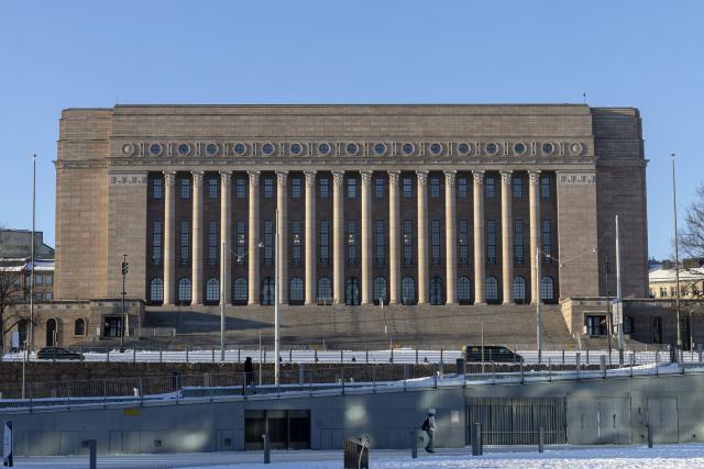 (260202) -- HELSINKI, Feb. 2, 2026 (Xinhua) -- Photo taken on Feb. 2, 2026 shows Finland's Parliament House in downtown Helsinki, Finland. (Photo by Matti Matikainen/Xinhua)