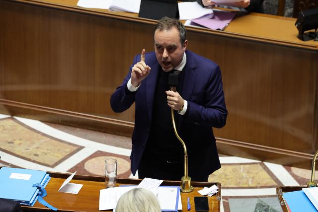 (260202) -- PARIS, Feb. 2, 2026 (Xinhua) -- French Prime Minister Sebastien Lecornu delivers a speech ahead of no-confidence votes at the National Assembly in Paris, France, Feb. 2, 2026. France adopted its 2026 state budget after the government led by Prime Minister Sebastien Lecornu survived two no-confidence votes over the issue in the National Assembly on Monday. (Photo by Henri Szwarc/Xinhua)