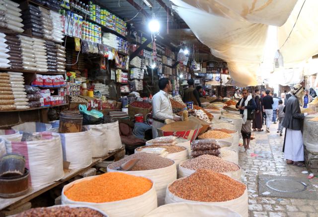 (260203) -- SANAA, Feb. 3, 2026 (Xinhua) -- People shop for needs at a market in the UNESCO-listed Old City of Sanaa, Yemen, Feb. 3, 2026. Yemen's UNESCO-listed Old City of Sanaa is home to over 6,000 unique multi-story mud-brick structures dating back 2,500 years. (Photo by Mohammed Mohammed/Xinhua)