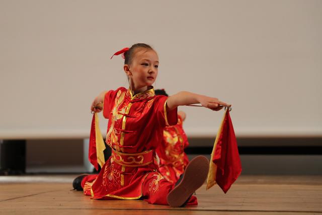 (260204) -- BERLIN, Feb. 4, 2026 (Xinhua) -- A Kung Fu show is staged at the 2026 Berlin-Brandenburg Spring Festival Gala in the Technical University of Berlin, in Berlin, Germany, Feb. 1, 2026.
  Organized by and for Chinese students, the event welcomed the Chinese New Year, which begins on Feb. 17 and ushers in the Year of the Horse.
  TO GO WITH "Feature: From Kung Fu to opera: Chinese students celebrate Year of the Horse in Berlin" (Xinhua/Du Zheyu)