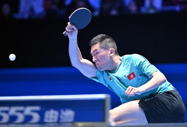 (260204) -- HAIKOU, Feb. 4, 2026 (Xinhua) -- Lam Siu Hang hits a return during the men's singles group match between Lam Siu Hang of China's Hong Kong and Uda Yukiya of Japan at the ITTF-ATTU Asian Cup Haikou 2025 table tennis tournament in Haikou, south China's Hainan Province, Feb. 4, 2026. (Xinhua/Guo Cheng)