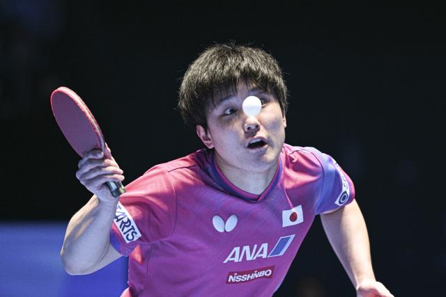 (260204) -- HAIKOU, Feb. 4, 2026 (Xinhua) -- Harimoto Tomokazu serves during the men's singles group match between Harimoto Tomokazu of Japan and Liao Cheng-Ting of Chinese Taipei at the ITTF-ATTU Asian Cup Haikou 2026 table tennis tournament in Haikou, south China's Hainan Province, Feb. 4, 2026. (Xinhua/Pu Xiaoxu)