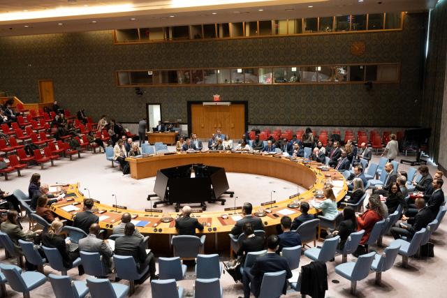 (260204) -- UNITED NATIONS, Feb. 4, 2026 (Xinhua) -- The Security Council holds a meeting on the threat posed by the Islamic State, at the UN headquarters in New York, on Feb. 4, 2026. The threat posed by the Islamic State (IS) has increased in the past few months, a UN official said Wednesday. The IS continued to recruit foreign terrorist fighters and to enhance the use of new and emerging technologies, Alexandre Zouev, acting under-secretary-general of the UN Office of Counter-Terrorism, told the Security Council in a briefing. (Evan Schneider/UN Photo/Handout via Xinhua)