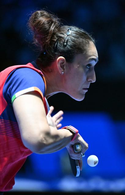 (260205) -- HAIKOU, Feb. 5, 2026 (Xinhua) -- Manika Batra of India serves during the women's singles group match between Sun Yingsha of China and Manika Batra of India at the ITTF-ATTU Asian Cup Haikou 2026 table tennis tournament in Haikou, south China's Hainan Province, Feb. 5, 2026. (Xinhua/Guo Cheng)