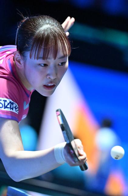 (260205) -- HAIKOU, Feb. 5, 2026 (Xinhua) -- Akae Kaho hits a return during the women's singles group match between Wang Manyu of China and Akae Kaho of Japan at the ITTF-ATTU Asian Cup Haikou 2026 table tennis tournament in Haikou, south China's Hainan Province, Feb. 5, 2026. (Xinhua/Guo Cheng)