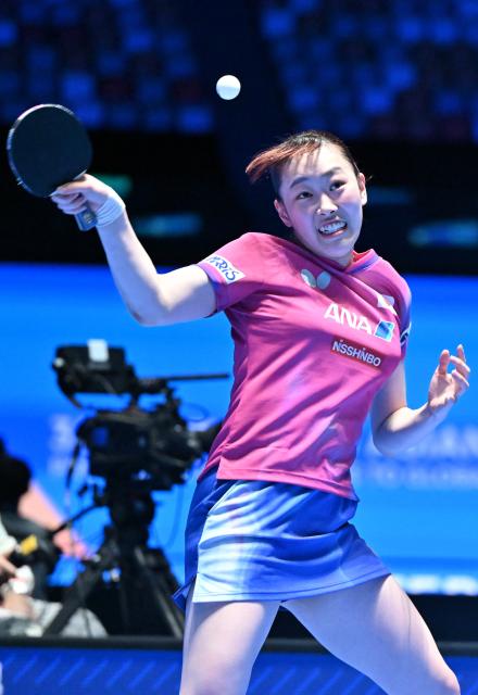 (260205) -- HAIKOU, Feb. 5, 2026 (Xinhua) -- Akae Kaho hits a return during the women's singles group match between Wang Manyu of China and Akae Kaho of Japan at the ITTF-ATTU Asian Cup Haikou 2026 table tennis tournament in Haikou, south China's Hainan Province, Feb. 5, 2026. (Xinhua/Guo Cheng)