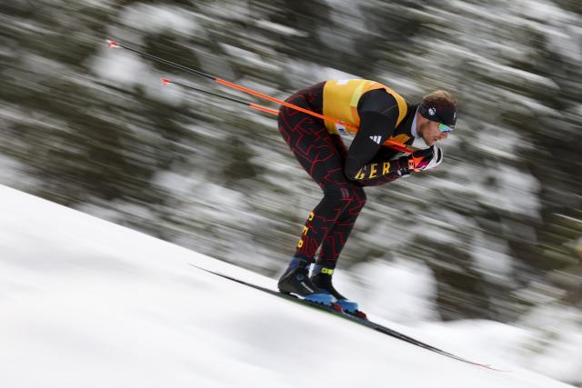 (260205) -- ANTAISAIERWA, Feb. 5, 2026 (Xinhua) -- A German athlete attends a training session at the Anterselva Biathlon Arena in Anterselva, Italy, Feb. 5, 2026. The biathlon competition of the Milan-Cortina 2026 Olympic Winter Games will be held at the venue. (Xinhua/Zhang Tao)
