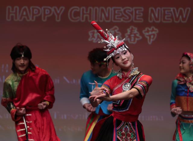 (260206) -- BUDAPEST, Feb. 6, 2026 (Xinhua) -- Artists perform at a Spring Festival reception hosted by the Chinese Embassy in Budapest, Hungary on Feb. 5, 2026. (Photo by Laszlo Balogh/Xinhua)