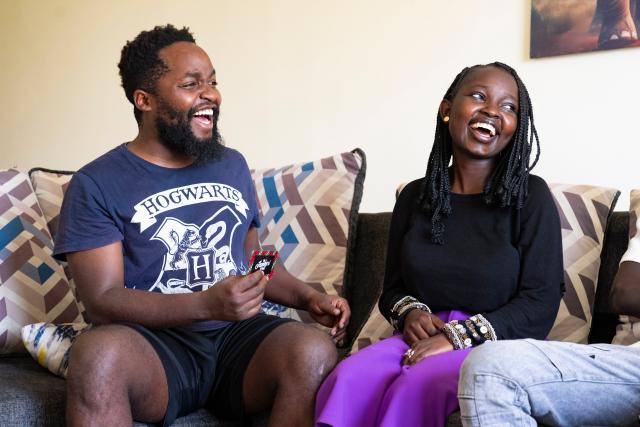 (260206) -- NAIROBI, Feb. 6, 2026 (Xinhua) -- Fanuel Mulwa (L) talks with friends at home in Kajiado County, Kenya, Jan. 16, 2026.
  Fanuel Mulwa was over the moon after outperforming dozens of contestants to win Sing for Africa, a Chinese-supported musical talent show launched in Nairobi, Kenya's capital, in November 2025.
   The artist competed in every episode of the contest, impressing judges with his smooth vocals, confidence, and commanding stage presence.
   "The experience was good, and the artists were highly competitive. During the auditions, I performed a song called Kwaheri -- the Swahili word for goodbye -- as a way of moving on from a previous heartbreak," Mulwa told Xinhua ahead of the finals.
   Meeting local music legends during auditions at a studio in Nairobi was uplifting, he said, adding that encouragement from judges pushed him to refine his craft and aim for victory in a contest that captivated audiences in Kenya and beyond.
   Mulwa said the experience sharpened his songwriting skills, and he plans to use the prize money of one million Kenyan shillings (about 7,700 U.S. dollars) to set up a studio to nurture the next generation of musical talent in the country.
    TO GO WITH "Feature: Chinese-backed musical talent show unlocks creative genius of Kenyan youth" (Xinhua/Xie Jianfei)