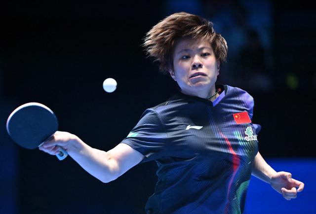 (260206) -- HAIKOU, Feb. 6, 2026 (Xinhua) -- Wang Yidi hits a return during the women's singles group match between Wang Yidi of China and Sarvinoz Mirkadirova of Kazakhstan at the ITTF-ATTU Asian Cup Haikou 2026 table tennis tournament in Haikou, south China's Hainan Province, Feb. 6, 2026. (Xinhua/Guo Cheng)
