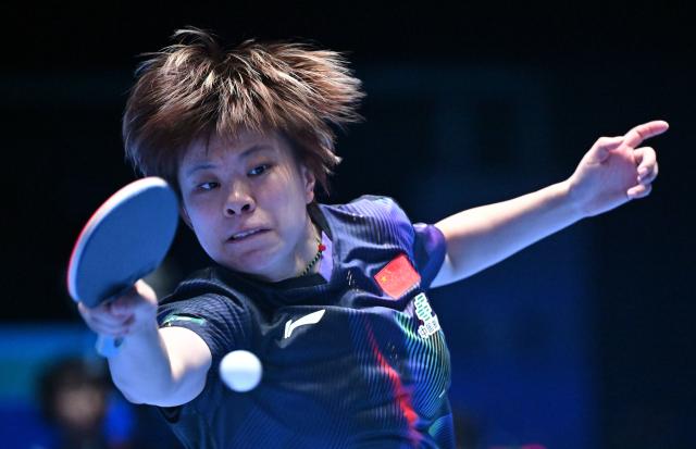 (260206) -- HAIKOU, Feb. 6, 2026 (Xinhua) -- Wang Yidi hits a return during the women's singles group match between Wang Yidi of China and Sarvinoz Mirkadirova of Kazakhstan at the ITTF-ATTU Asian Cup Haikou 2026 table tennis tournament in Haikou, south China's Hainan Province, Feb. 6, 2026. (Xinhua/Guo Cheng)