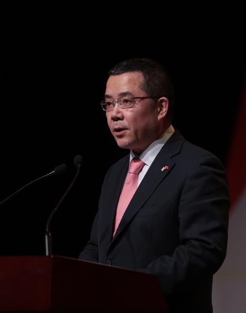 (260206) -- BUDAPEST, Feb. 6, 2026 (Xinhua) -- Chinese ambassador to Hungary Gong Tao delivers a speech at a Spring Festival reception hosted by the Chinese Embassy in Budapest, Hungary on Feb. 5, 2026. (Photo by Laszlo Balogh/Xinhua)