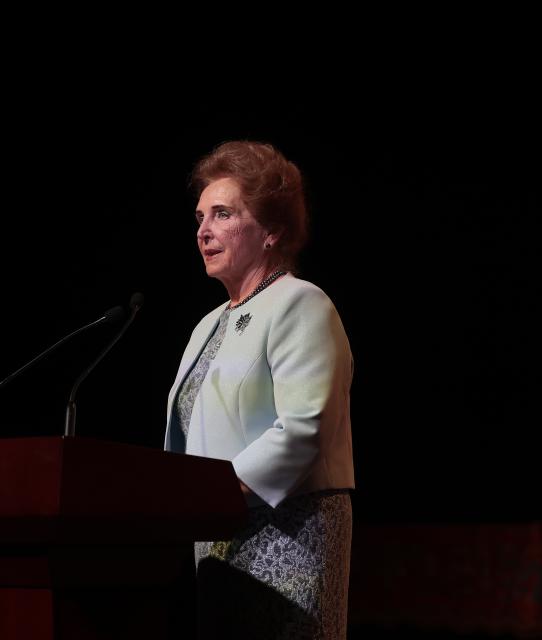 (260206) -- BUDAPEST, Feb. 6, 2026 (Xinhua) -- Marta Matrai, first officer of the Hungarian National Assembly, delivers a speech at a Spring Festival reception hosted by the Chinese Embassy in Budapest, Hungary on Feb. 5, 2026. (Photo by Laszlo Balogh/Xinhua)