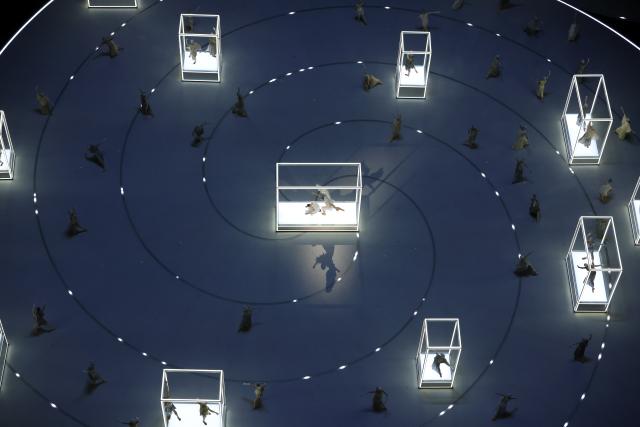 (260206) -- MILAN, Feb. 6, 2026 (Xinhua) -- Artists perform during the opening ceremony of the Milan-Cortina 2026 Olympic Winter Games at the San Siro Olympic Stadium in Milan, Italy, Feb. 6, 2026. (Xinhua/Chen Yichen)