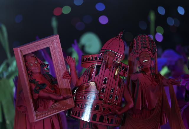 (260206) -- MILAN, Feb. 6, 2026 (Xinhua) -- Artists perform during the opening ceremony of the Milan-Cortina 2026 Olympic Winter Games at the San Siro Olympic Stadium in Milan, Italy, Feb. 6, 2026. (Xinhua/Li Jing)