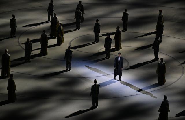 (260206) -- MILAN, Feb. 6, 2026 (Xinhua) -- Artists perform during the opening ceremony of the Milan-Cortina 2026 Olympic Winter Games at the San Siro Olympic Stadium in Milan, Italy, Feb. 6, 2026. (Xinhua/Cheng Min)