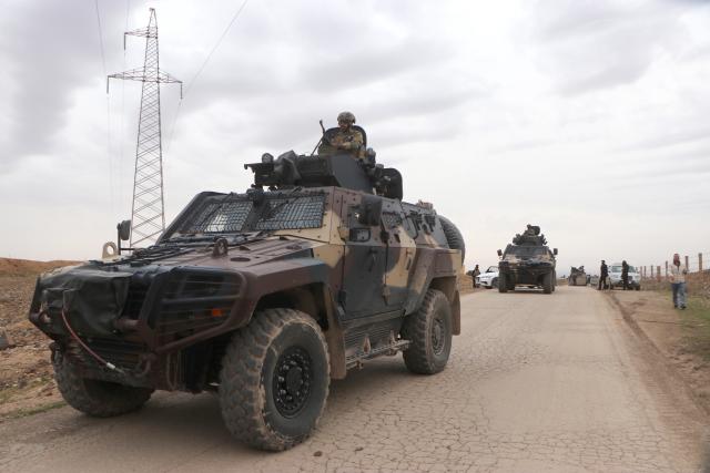 (260206) -- HASAKAH, Feb. 6, 2026 (Xinhua) -- Photo taken on Feb. 6, 2026 shows Syrian army vehicles in Hasakah, Syria. A delegation of Syria's defense authorities arrived in the northeastern city of Hasakah on Friday to coordinate procedures of integrating the Kurdish-led Syrian Democratic Forces (SDF) into the national military, advancing an internationally-backed ceasefire and phased integration deal signed on Jan. 30. (Str/Xinhua)
